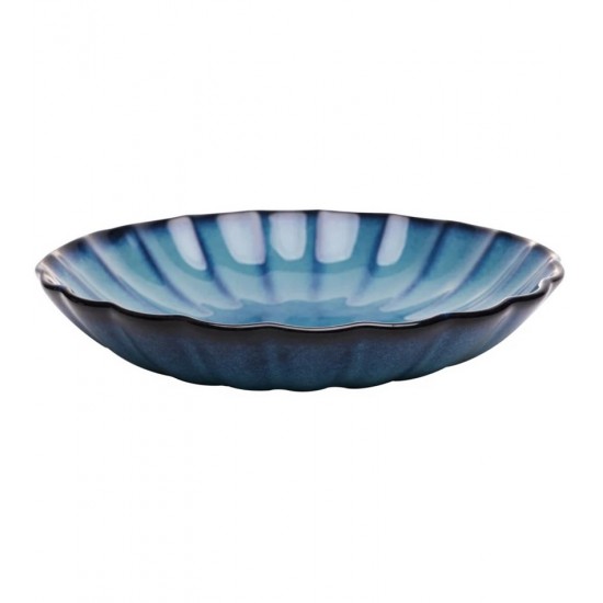 Prato 23cm Para Risoto De Cerâmica Scallop Azul
